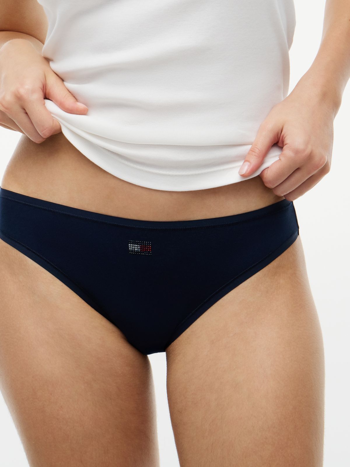 3-Pack Rhinestone Flag Brazilian Briefs Gift Box — White