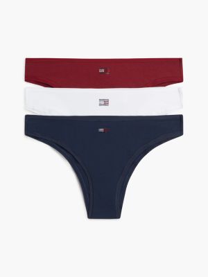 white 3er-pack brazilian-slips mit strass-flag, geschenkbox für damen - tommy hilfiger