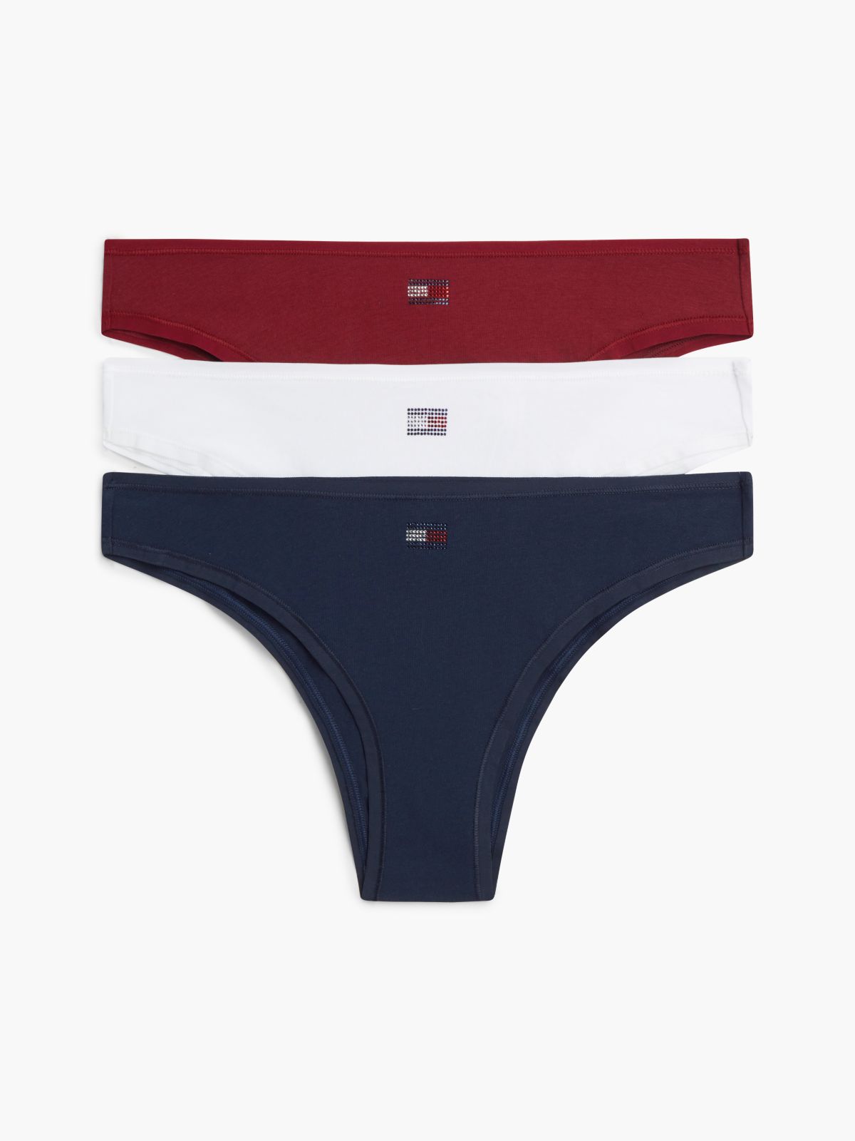 3-Pack Rhinestone Flag Brazilian Briefs Gift Box — White
