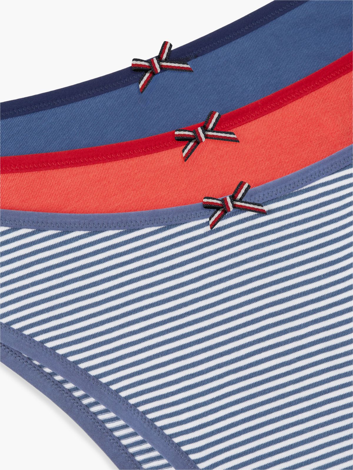 3-Pack Global Stripe Bow Brazilian Briefs — White