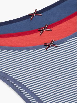 white 3-pack global stripe bow brazilian briefs for women tommy hilfiger