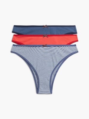 white 3er-pack brazilian-slips mit global-streifen-schleife für damen - tommy hilfiger