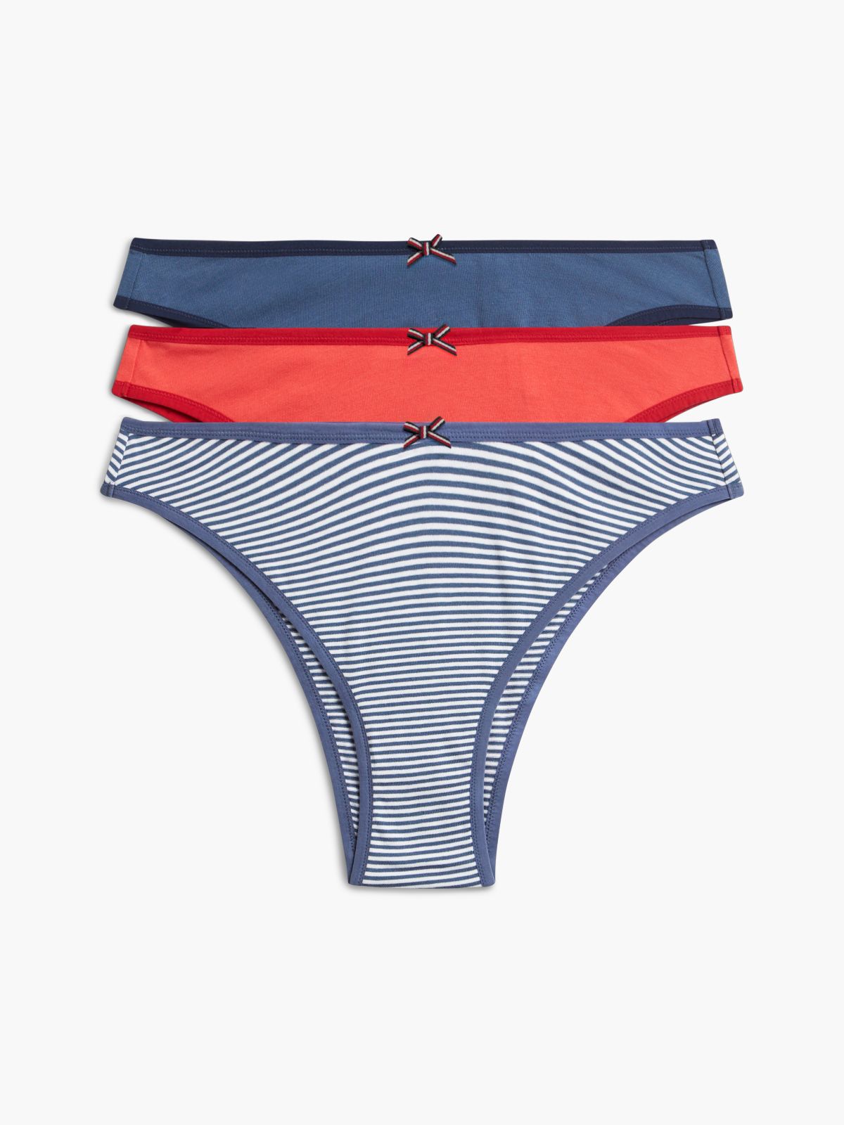 3-Pack Global Stripe Bow Brazilian Briefs — White