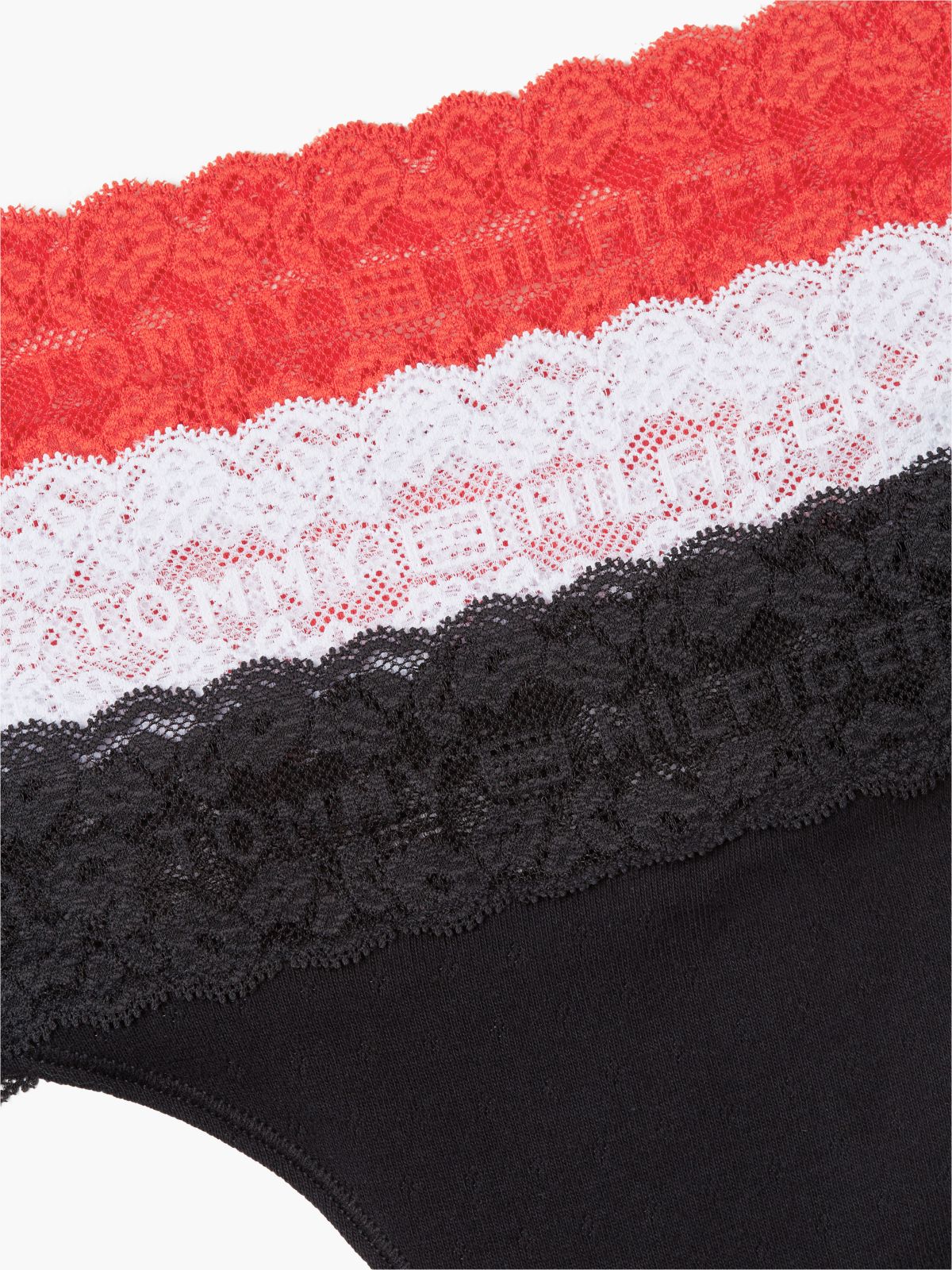 3-Pack Logo Lace Pointelle Tanga Thongs — White