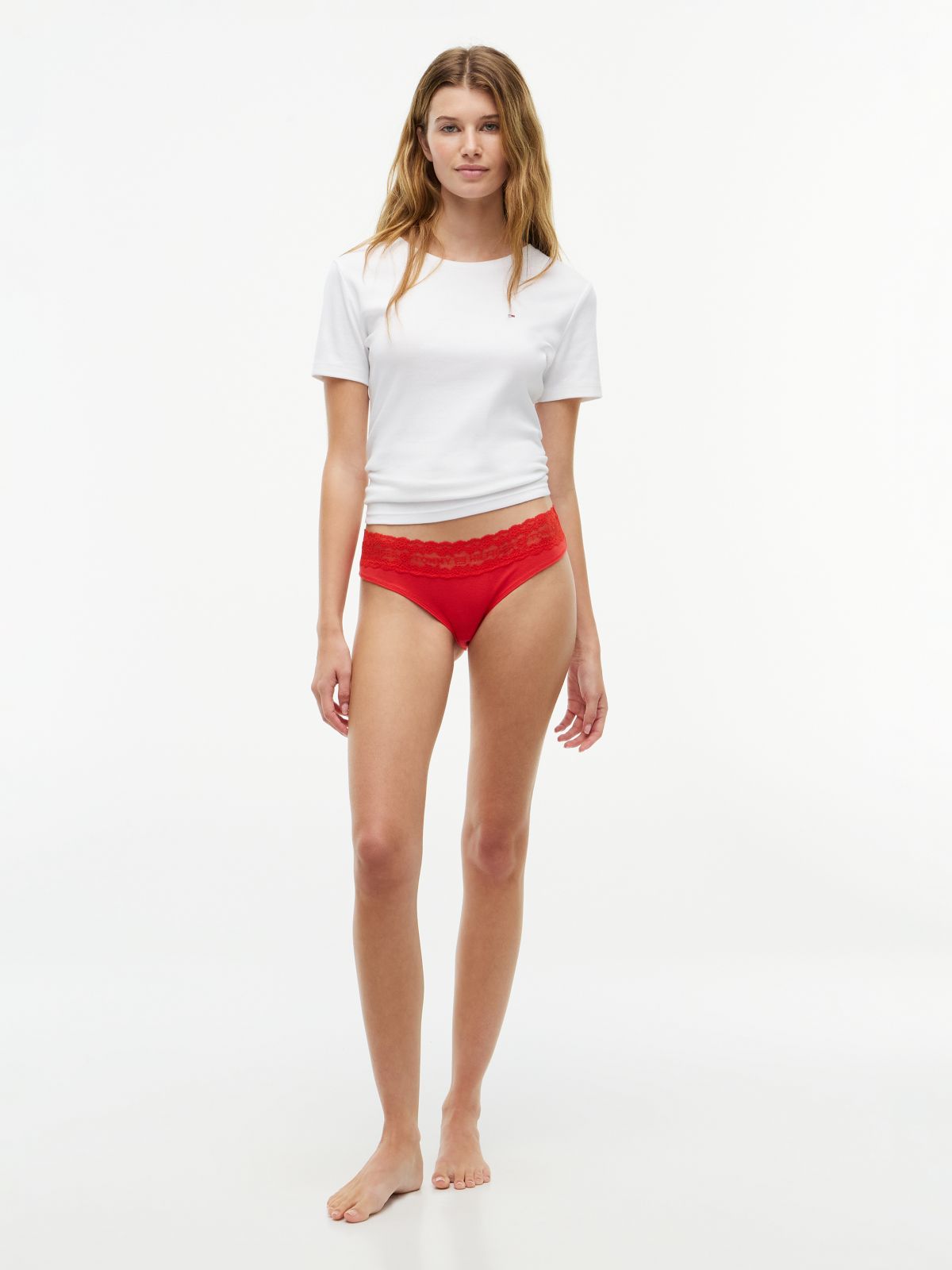 3-Pack Logo Lace Trim Pointelle Briefs — White