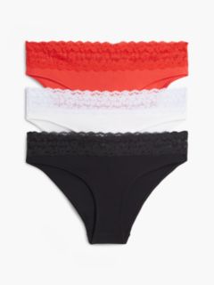 3-Pack Logo Lace Trim Pointelle Briefs — White 1