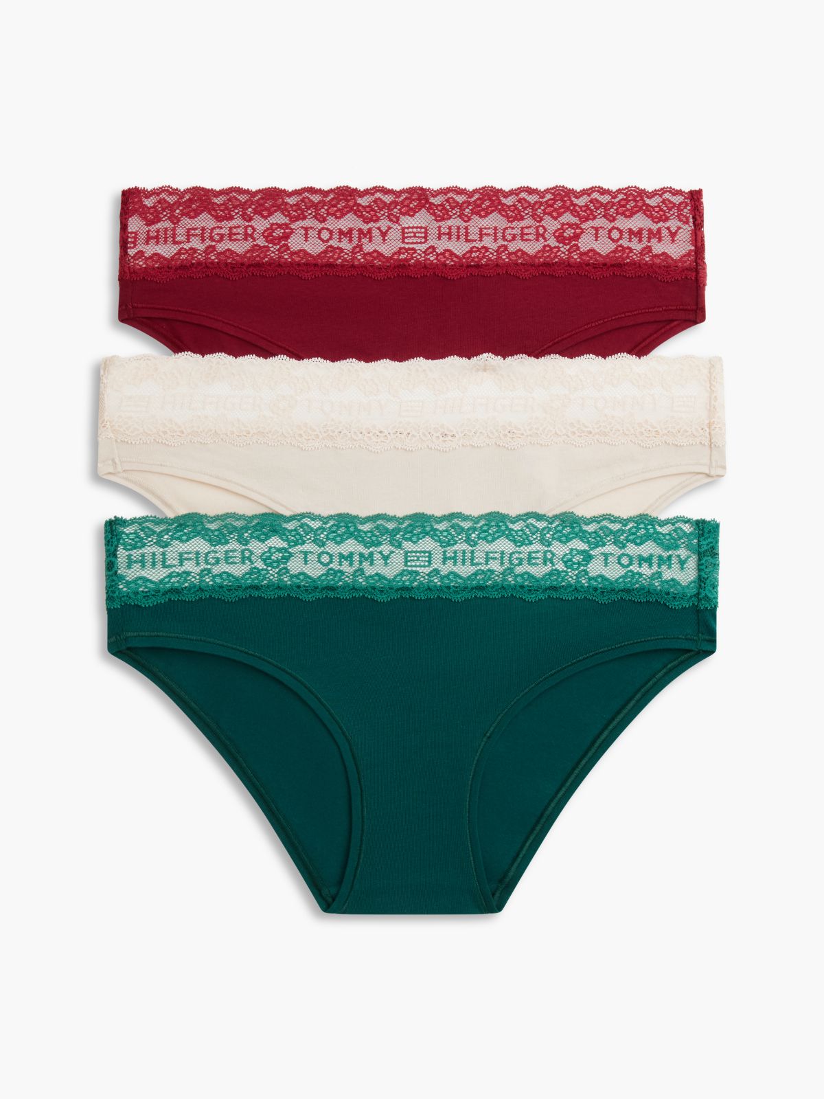 3-Pack Logo Lace Trim Briefs Gift Box — White