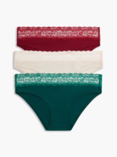 3-Pack Logo Lace Trim Briefs Gift Box — White 1