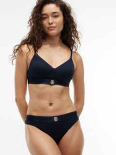 Metallic Crest Ribbed Thong — Blue 3