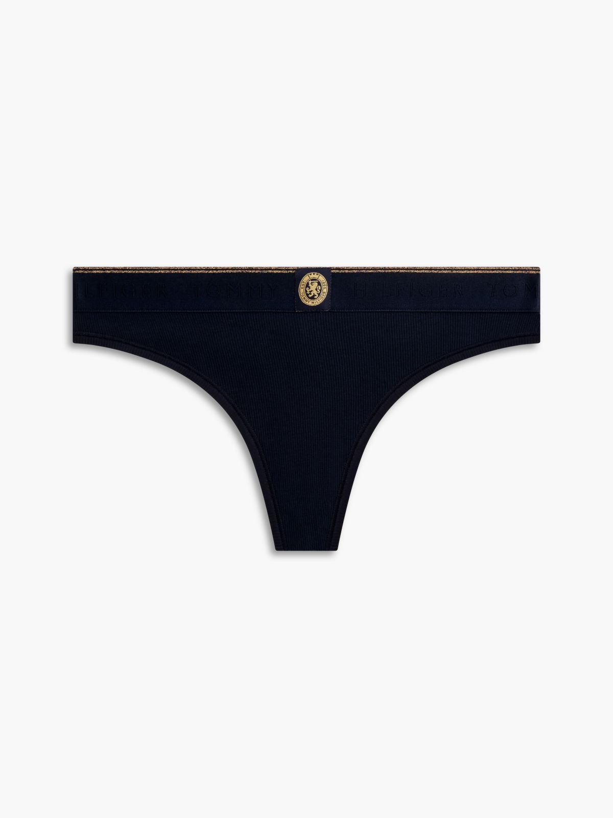 Metallic Crest Ribbed Thong — Blue