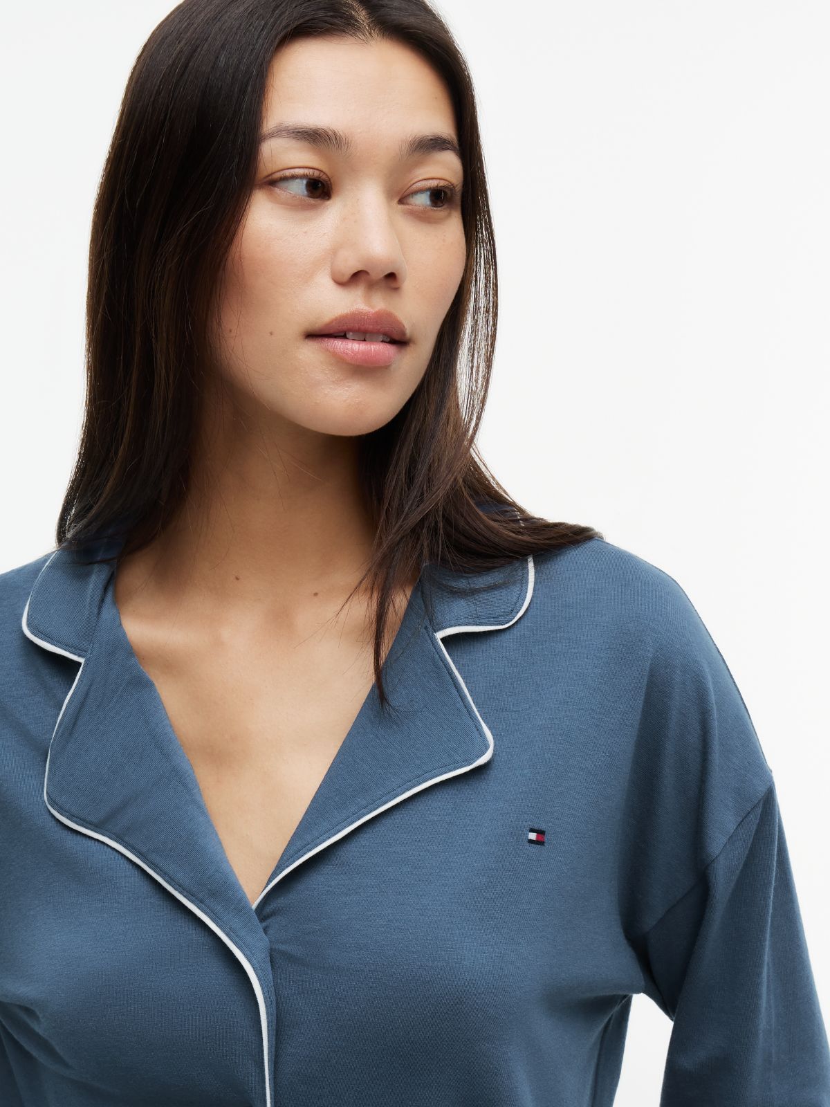 Essential Piping Relaxed Pyjama Set — Blue