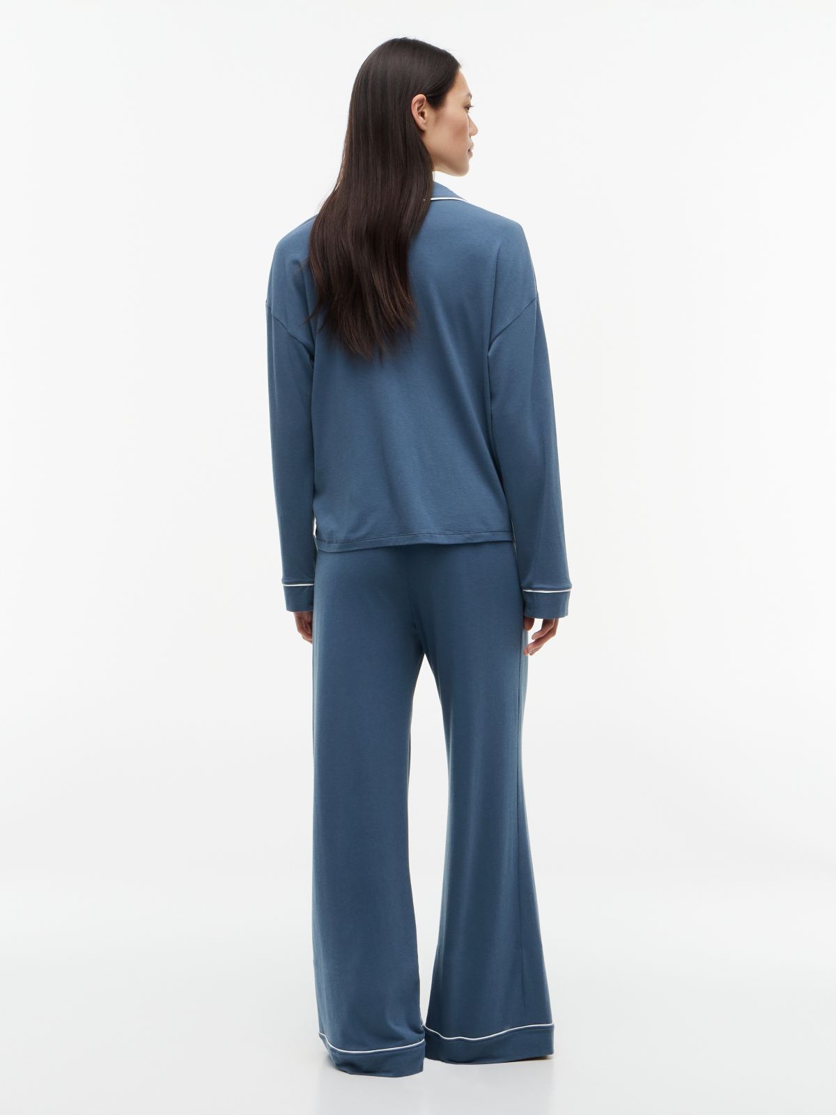 Essential Piping Relaxed Pyjama Set — Blue