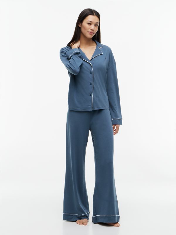 Essential Piping Relaxed Pyjama Set — Blue