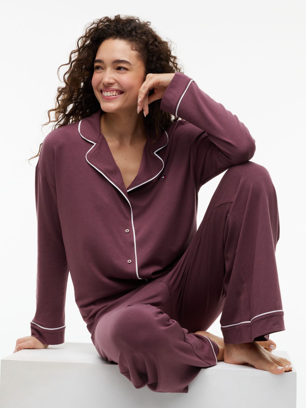 Essential Piping Relaxed Pyjama Set — Brown