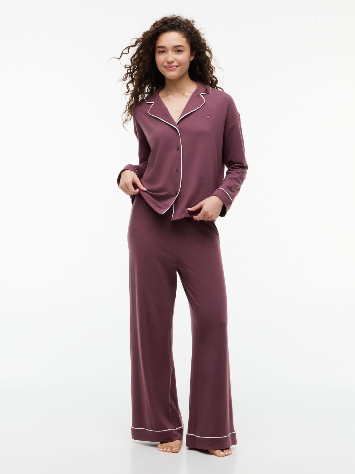 Essential Piping Relaxed Pyjama Set — Brown