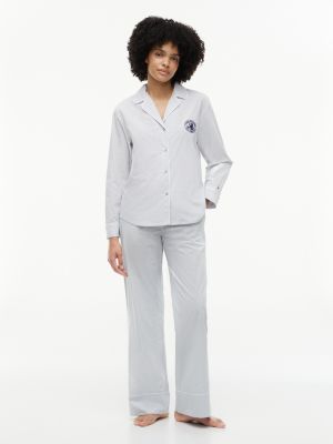 blue essential poplin pyjama bottoms for women tommy hilfiger