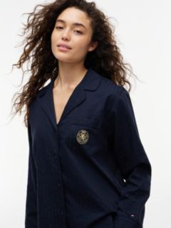 Crest Woven Dobby Long Sleeve Pyjama Set — Red 2