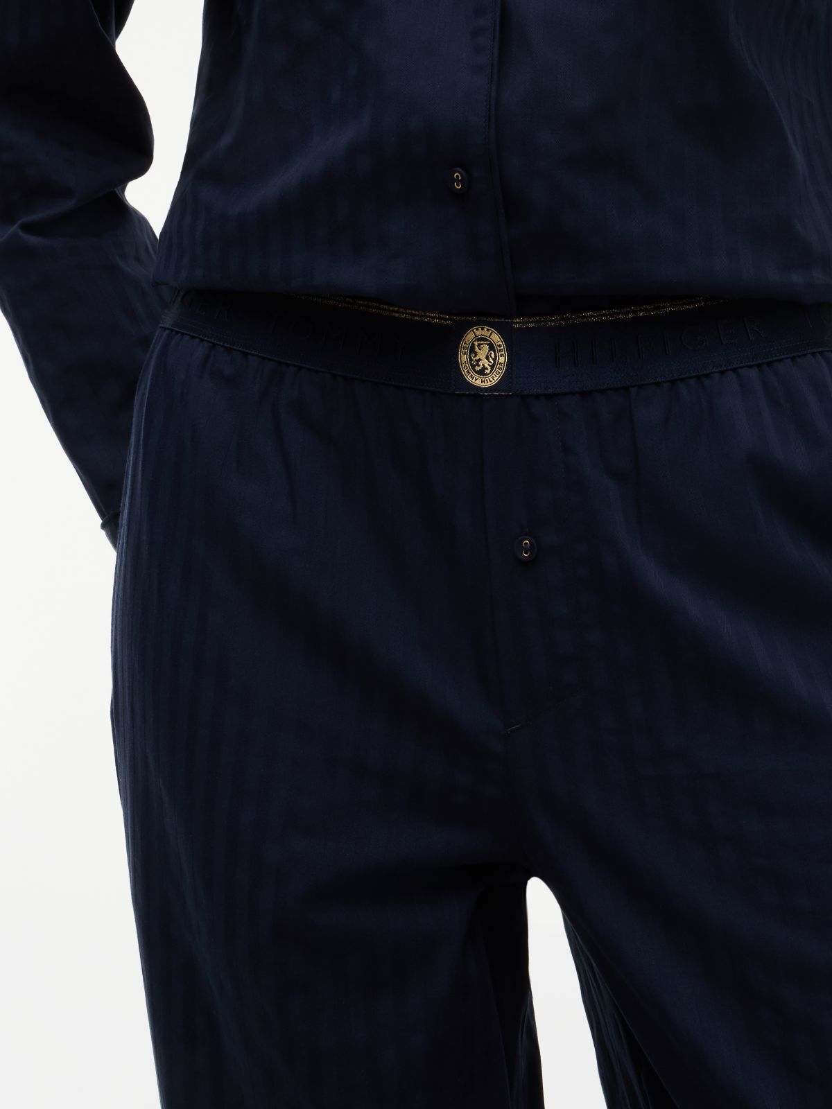 Crest Woven Dobby Long Sleeve Pyjama Set — Red