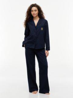 Crest Woven Dobby Long Sleeve Pyjama Set — Red 1