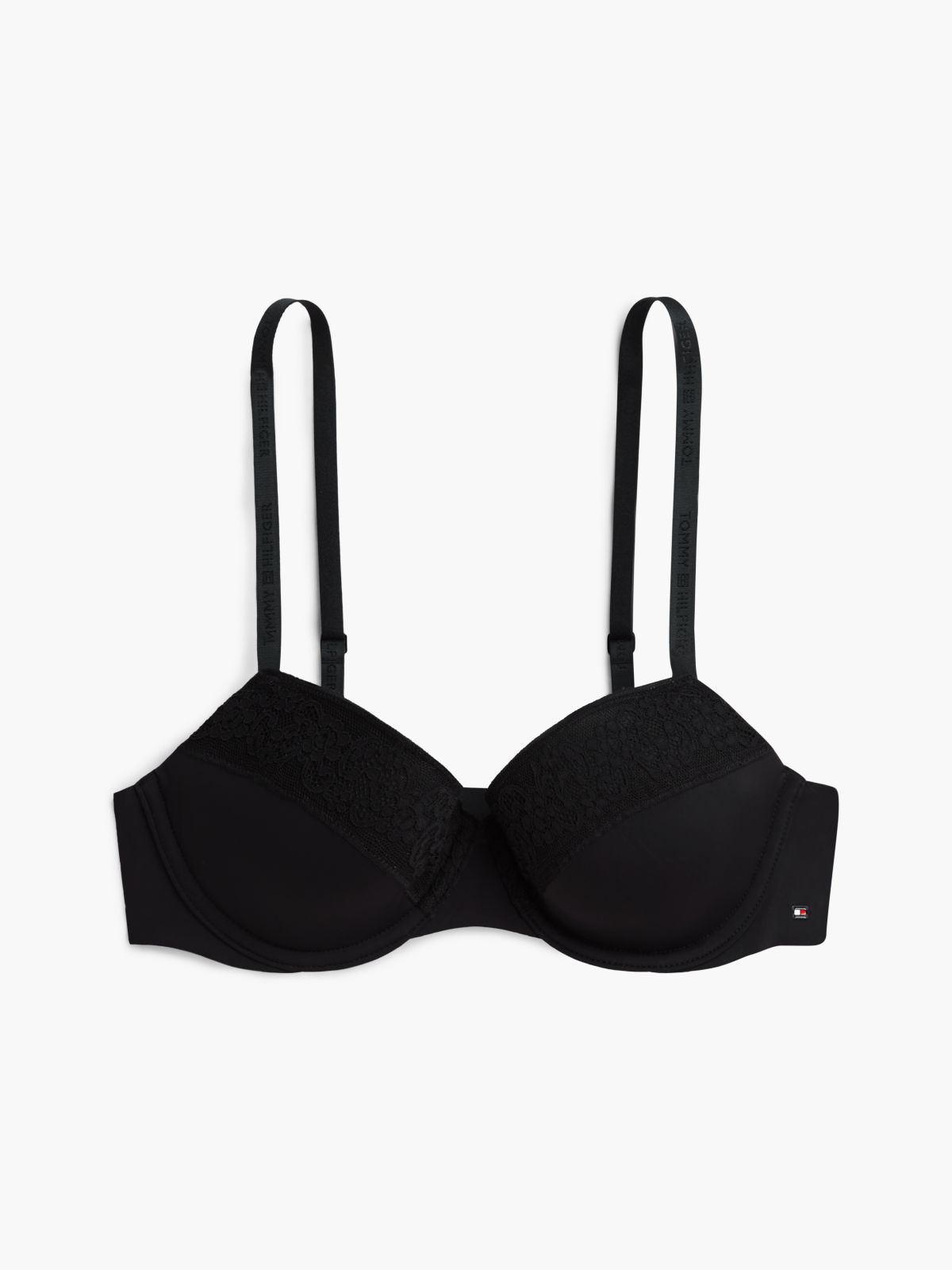 Floral Lace Demi Bra — Black