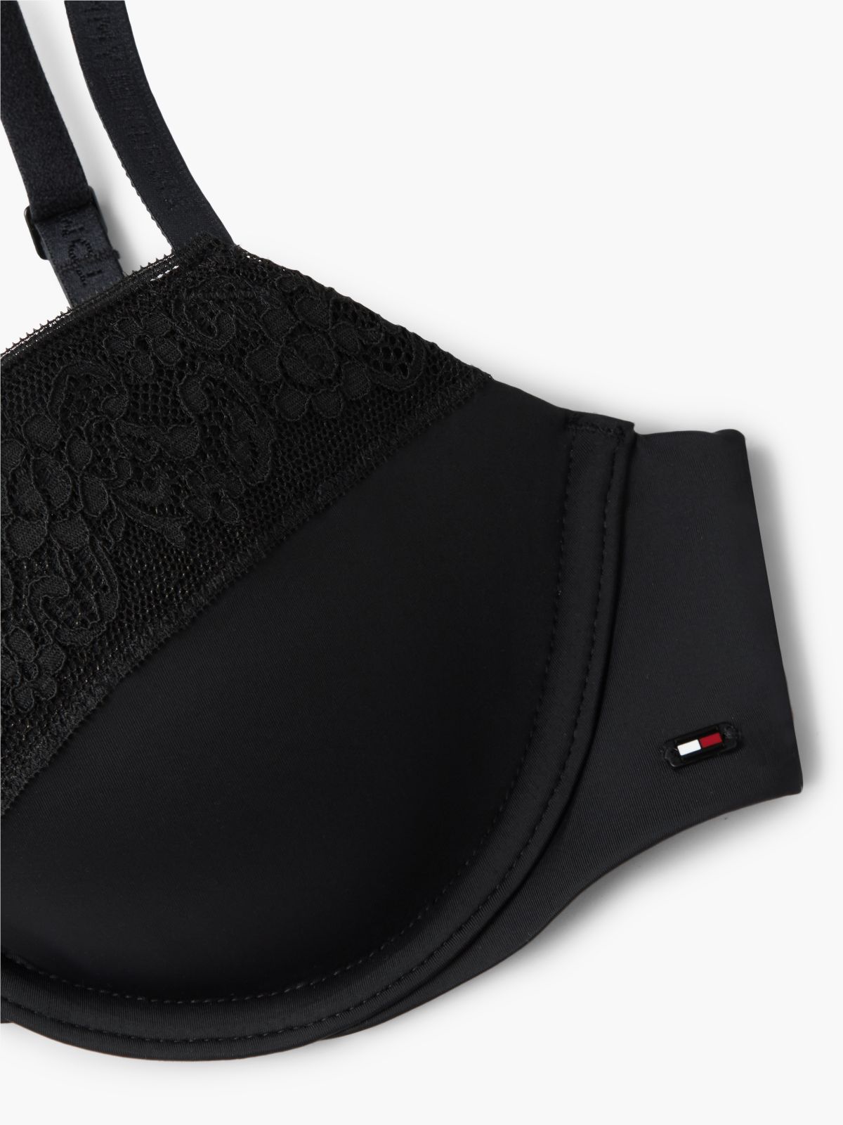 Floral Lace Demi Bra — Black