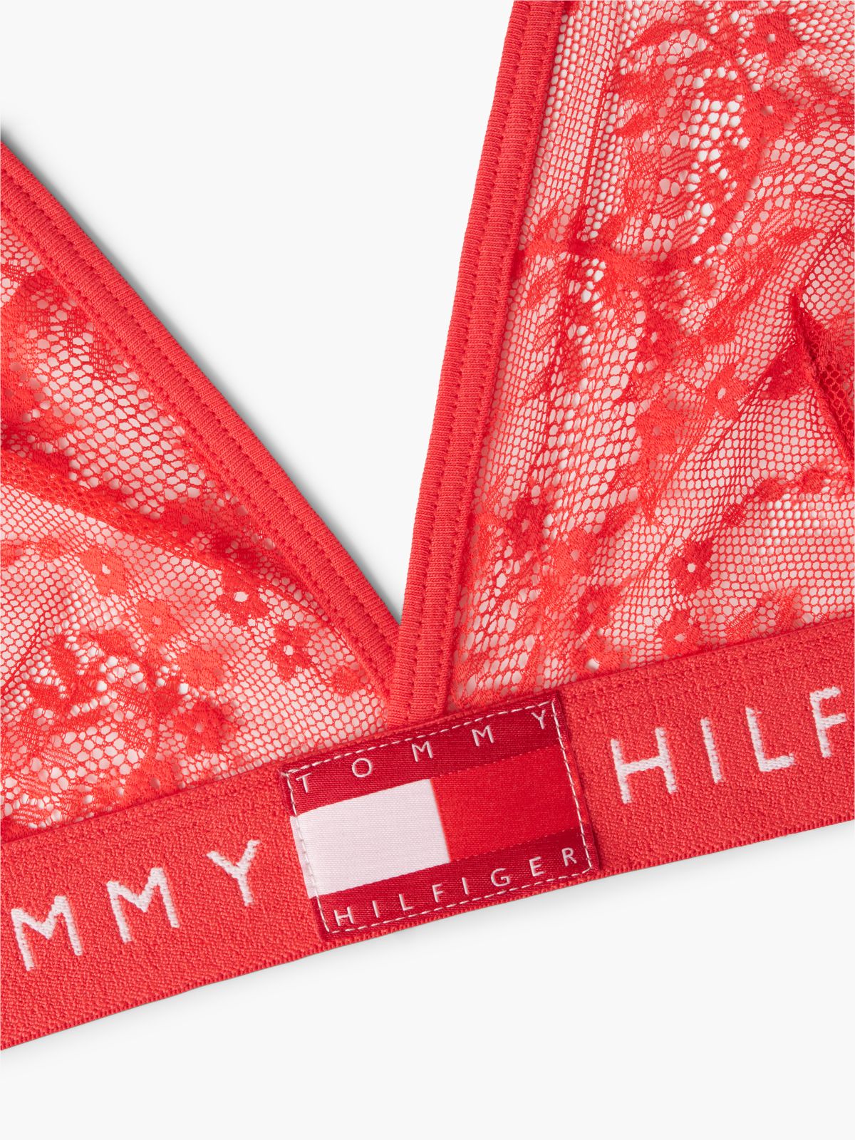 Heritage Logo Lace Unlined Triangle Bra — Red