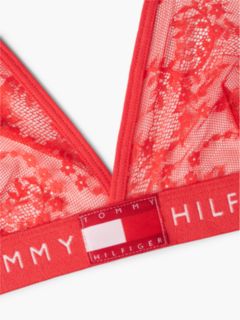 Heritage Logo Lace Unlined Triangle Bra — Red 6