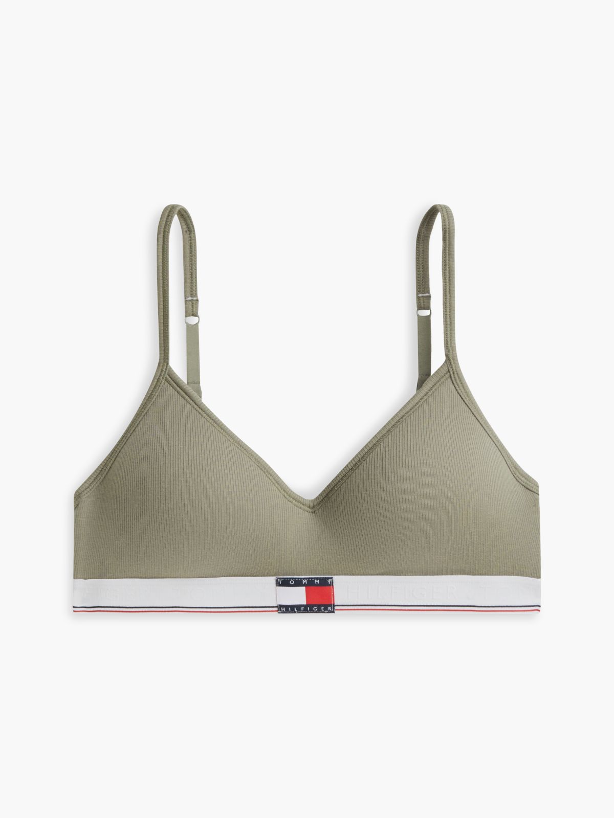 Global Stripe Ribbed Push-Up Bralette — Green
