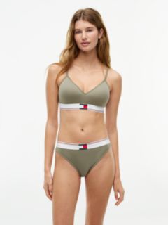 Global Stripe Ribbed Push-Up Bralette — Green 1