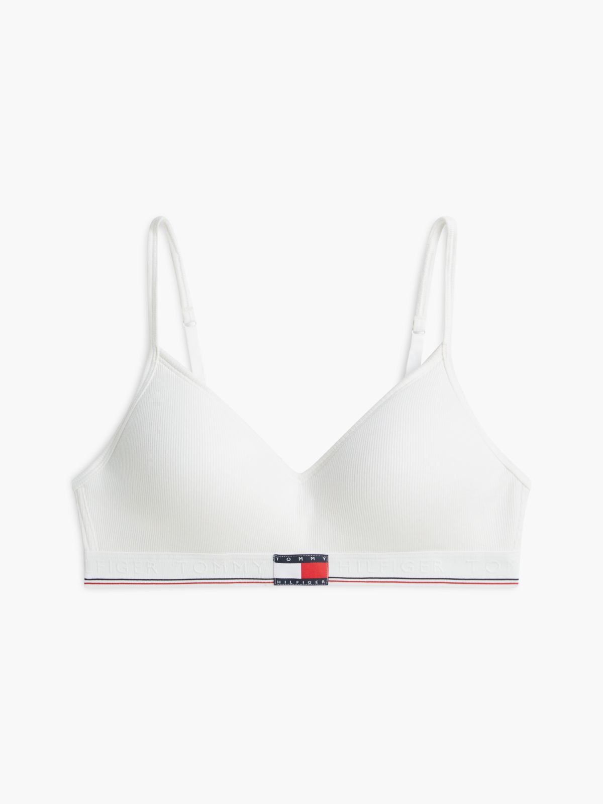 Global Stripe Ribbed Push-Up Bralette — White