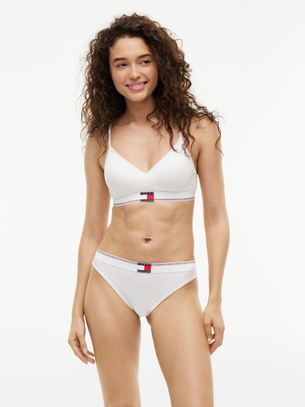 Global Stripe Ribbed Push-Up Bralette — White