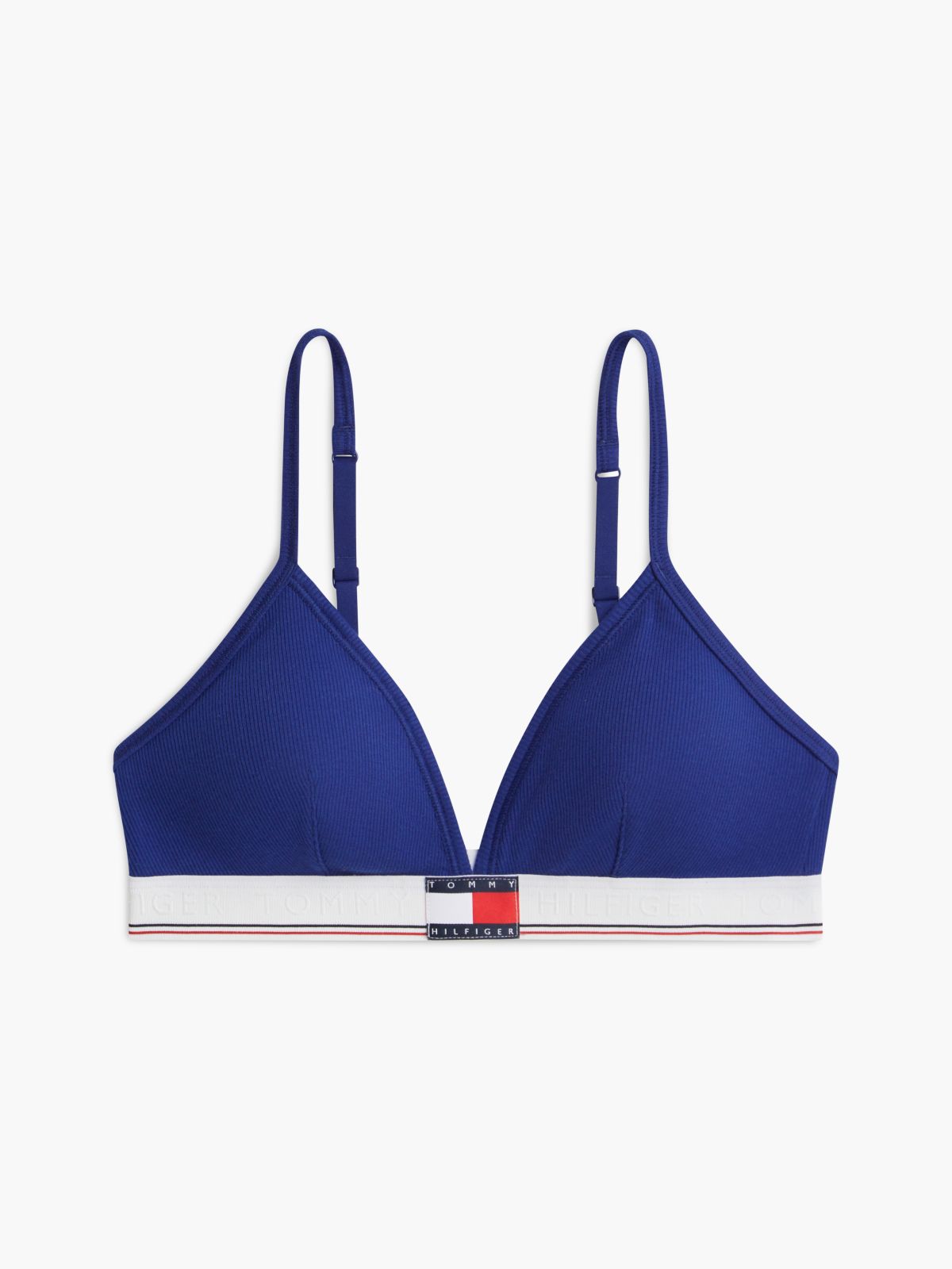 Heritage Flag Logo Ribbed Triangle Bra — Blue