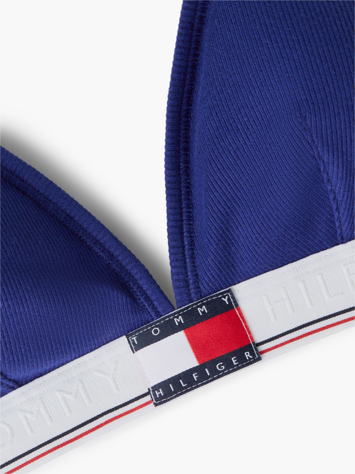 Heritage Flag Logo Ribbed Triangle Bra — Blue