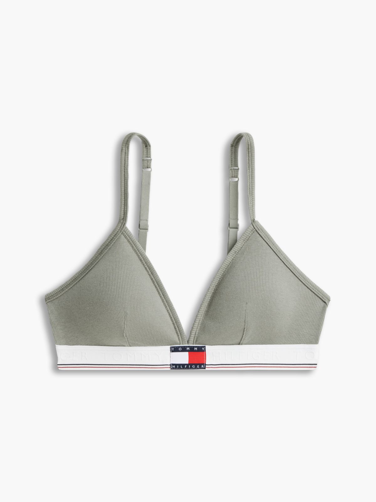 Heritage Flag Logo Ribbed Triangle Bra — Green