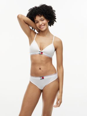 white heritage geribde triangle-bh met vlaglogo voor dames - tommy hilfiger