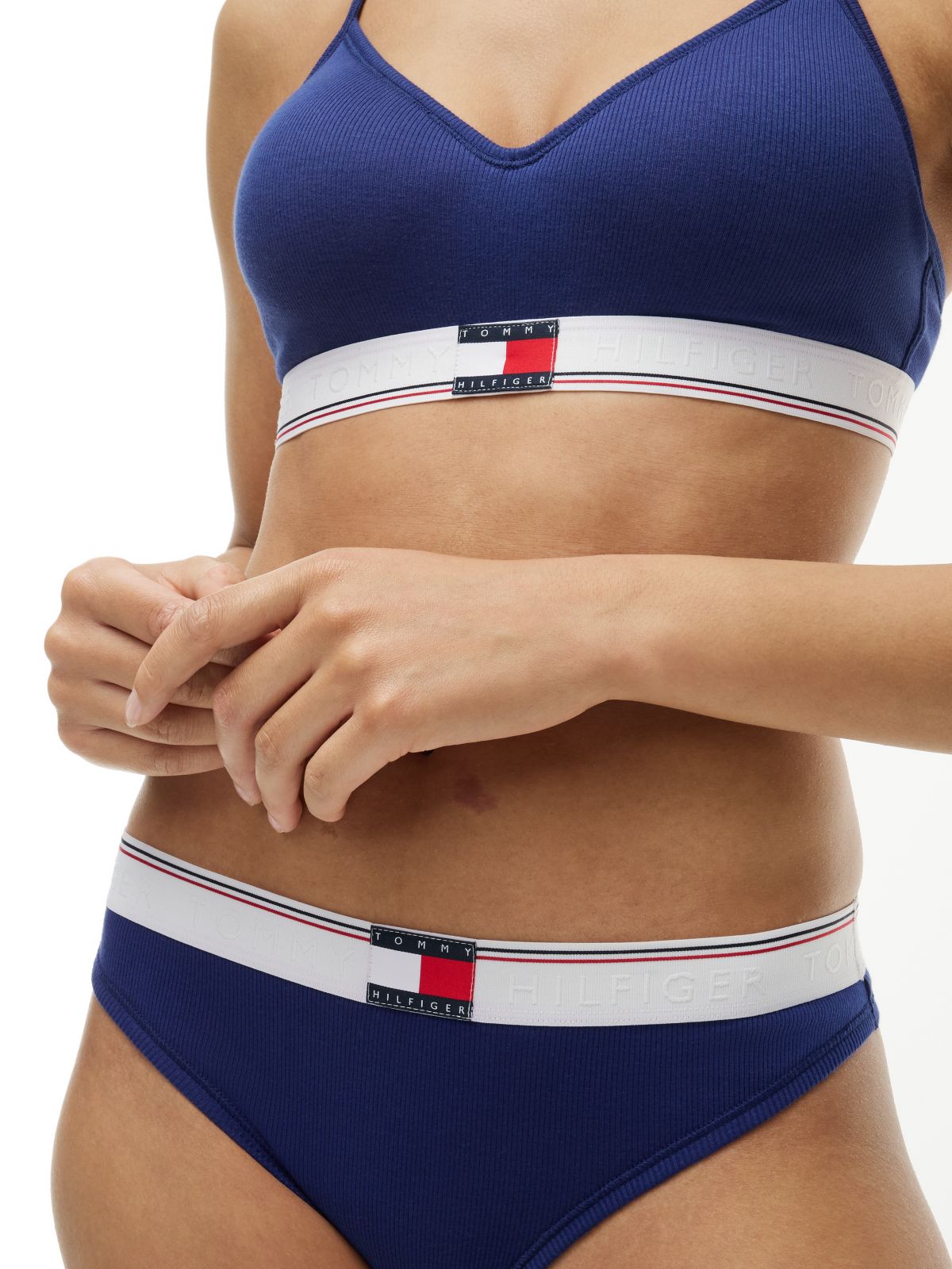 Heritage Flag Logo Ribbed Thong — Blue