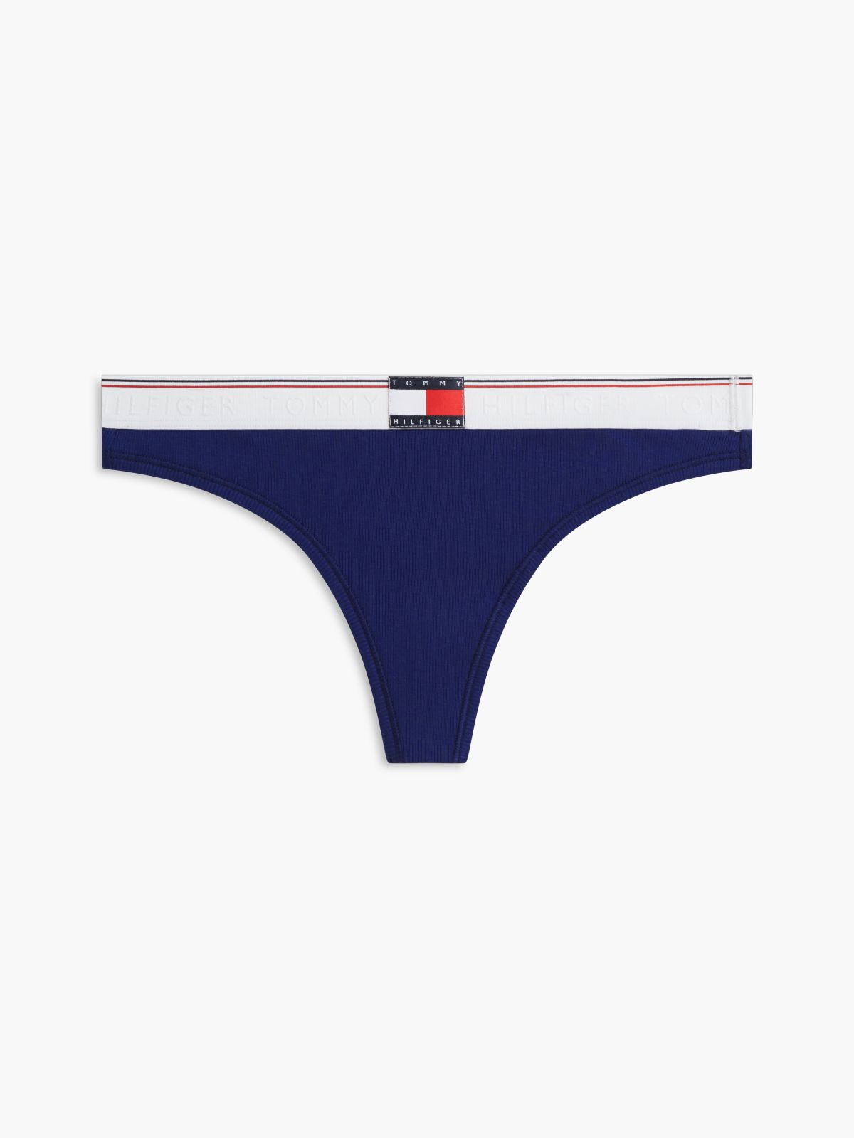 Heritage Flag Logo Ribbed Thong — Blue