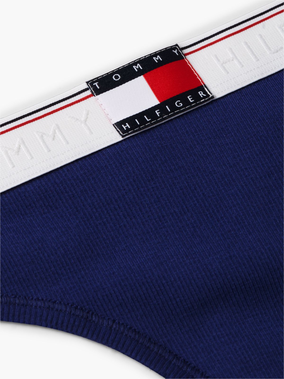 Heritage Flag Logo Ribbed Thong — Blue