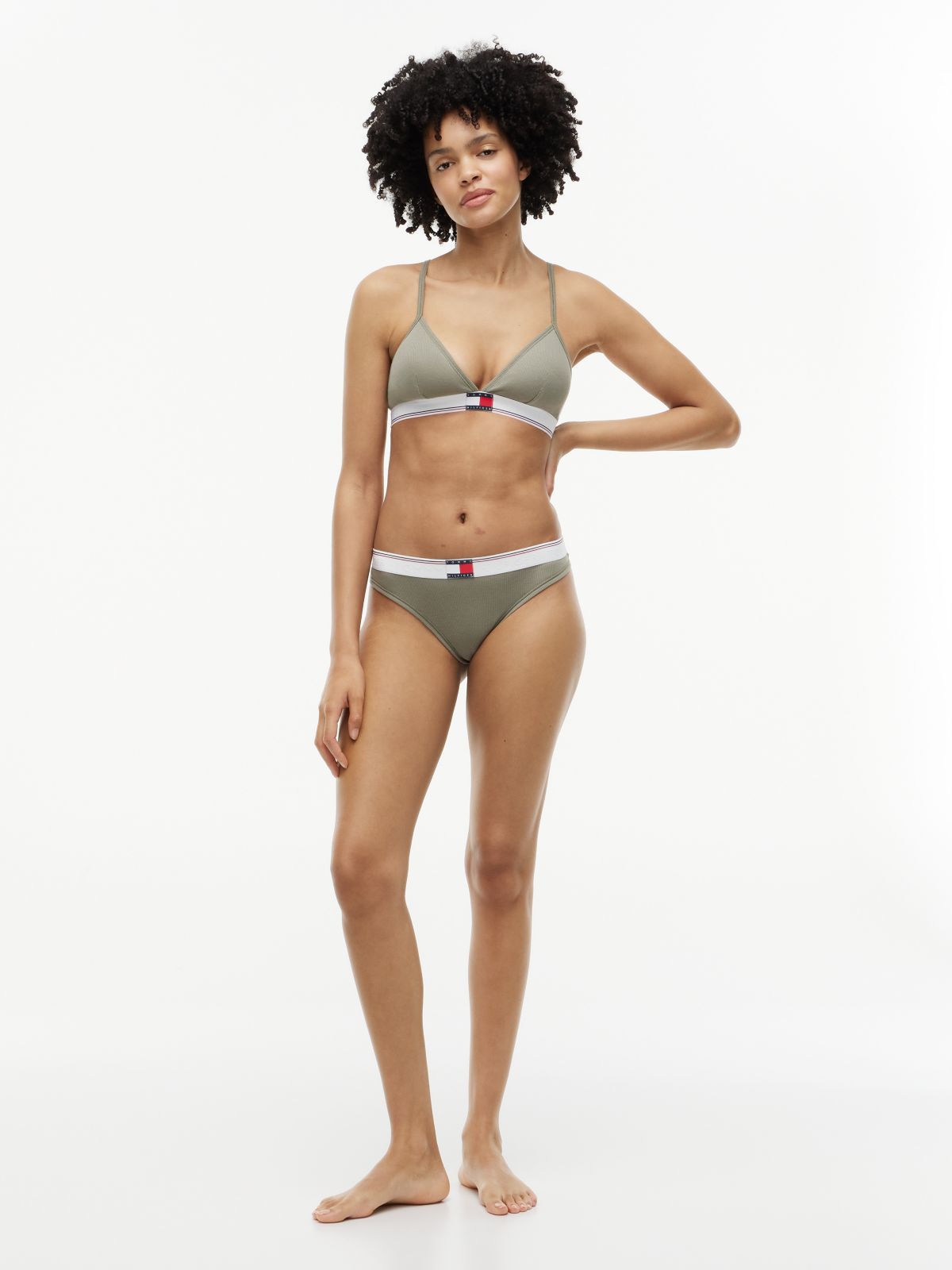 Heritage Flag Logo Ribbed Thong — Green