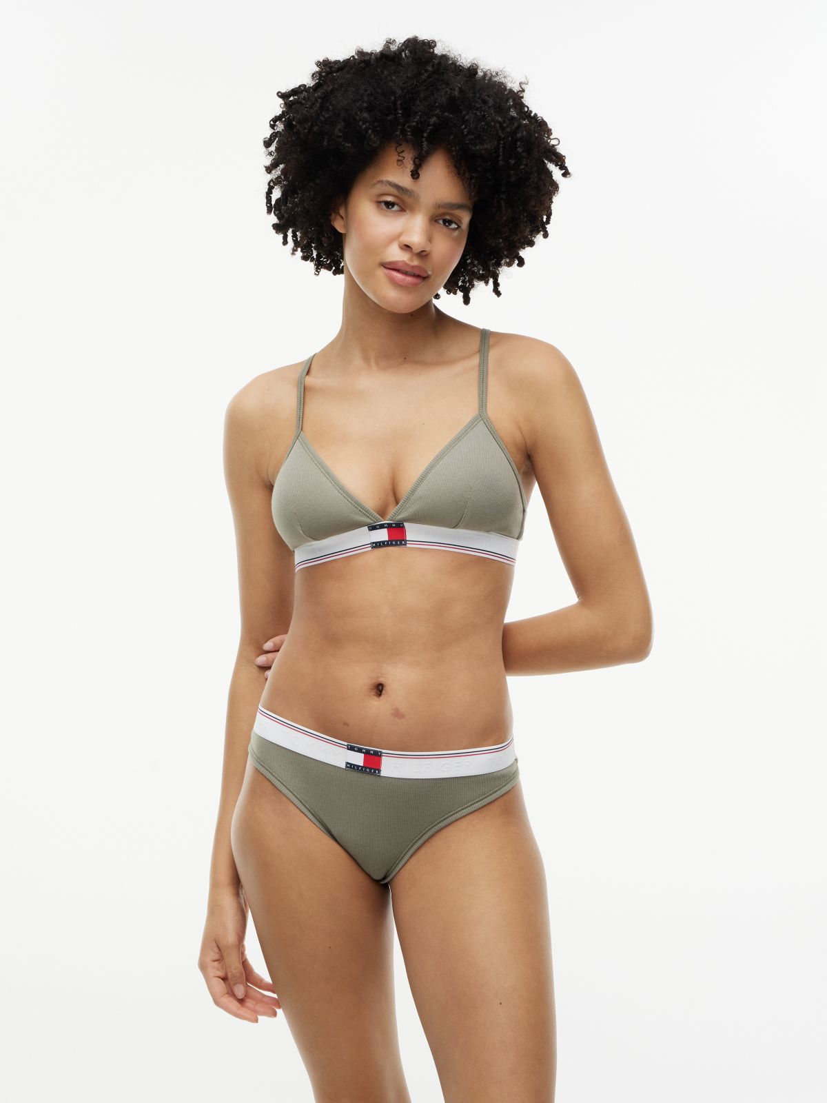 Heritage Flag Logo Ribbed Thong — Green
