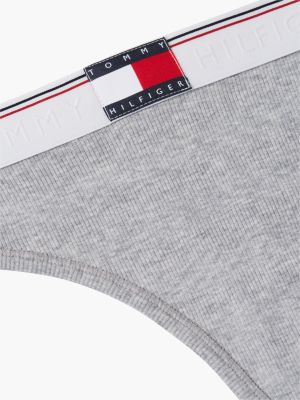 grey heritage flag logo ribbed thong for women tommy hilfiger