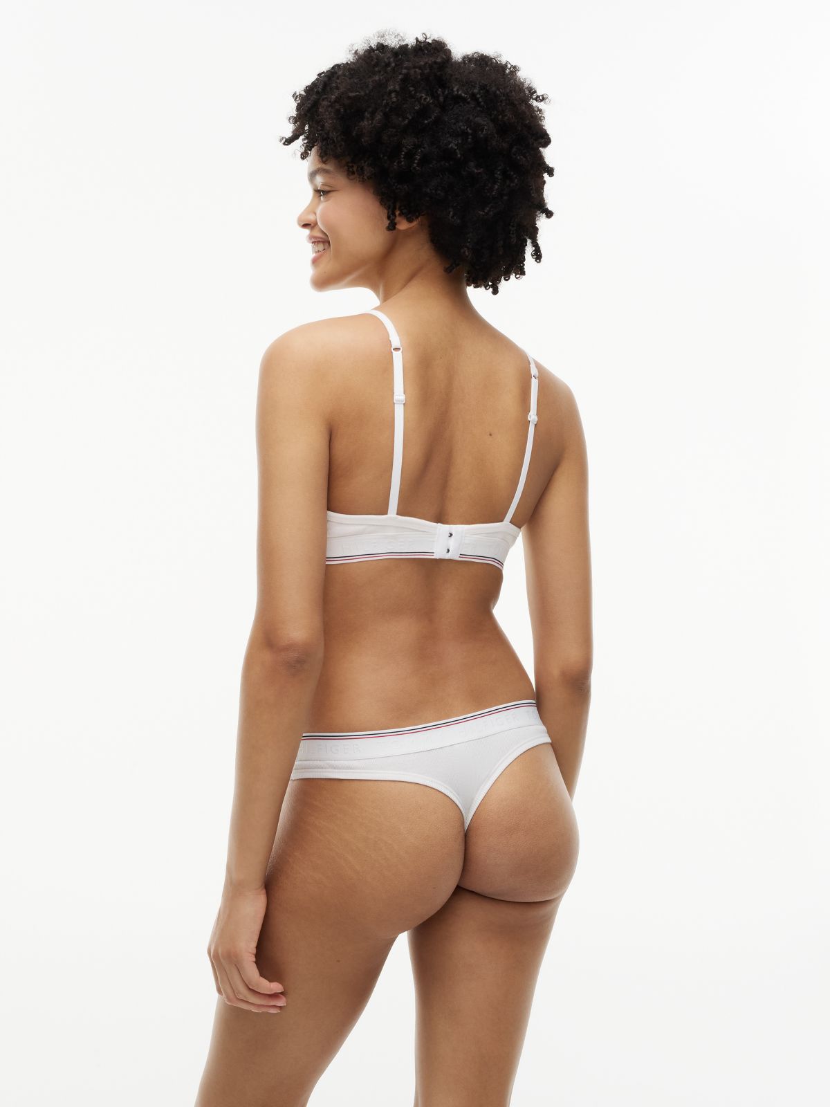 Heritage Flag Logo Ribbed Thong — White