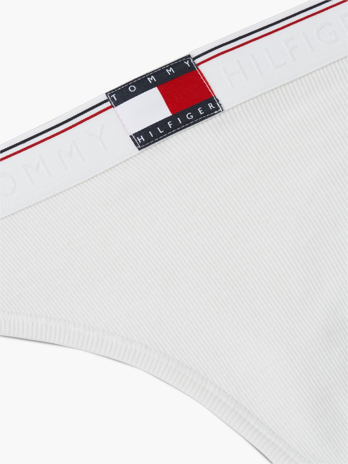 Heritage Flag Logo Ribbed Thong — White