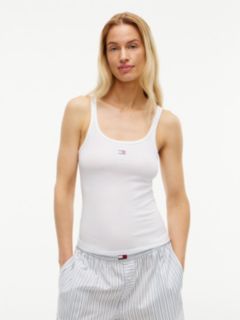 2-Pack Rhinestone Flag Lounge Tank Tops — White 2