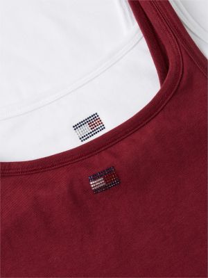white 2-pack rhinestone flag lounge tank tops for women tommy hilfiger