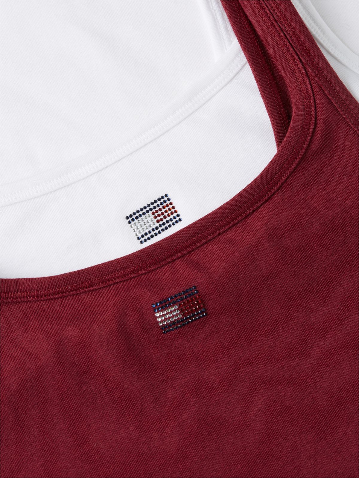 2-Pack Rhinestone Flag Lounge Tank Tops — White
