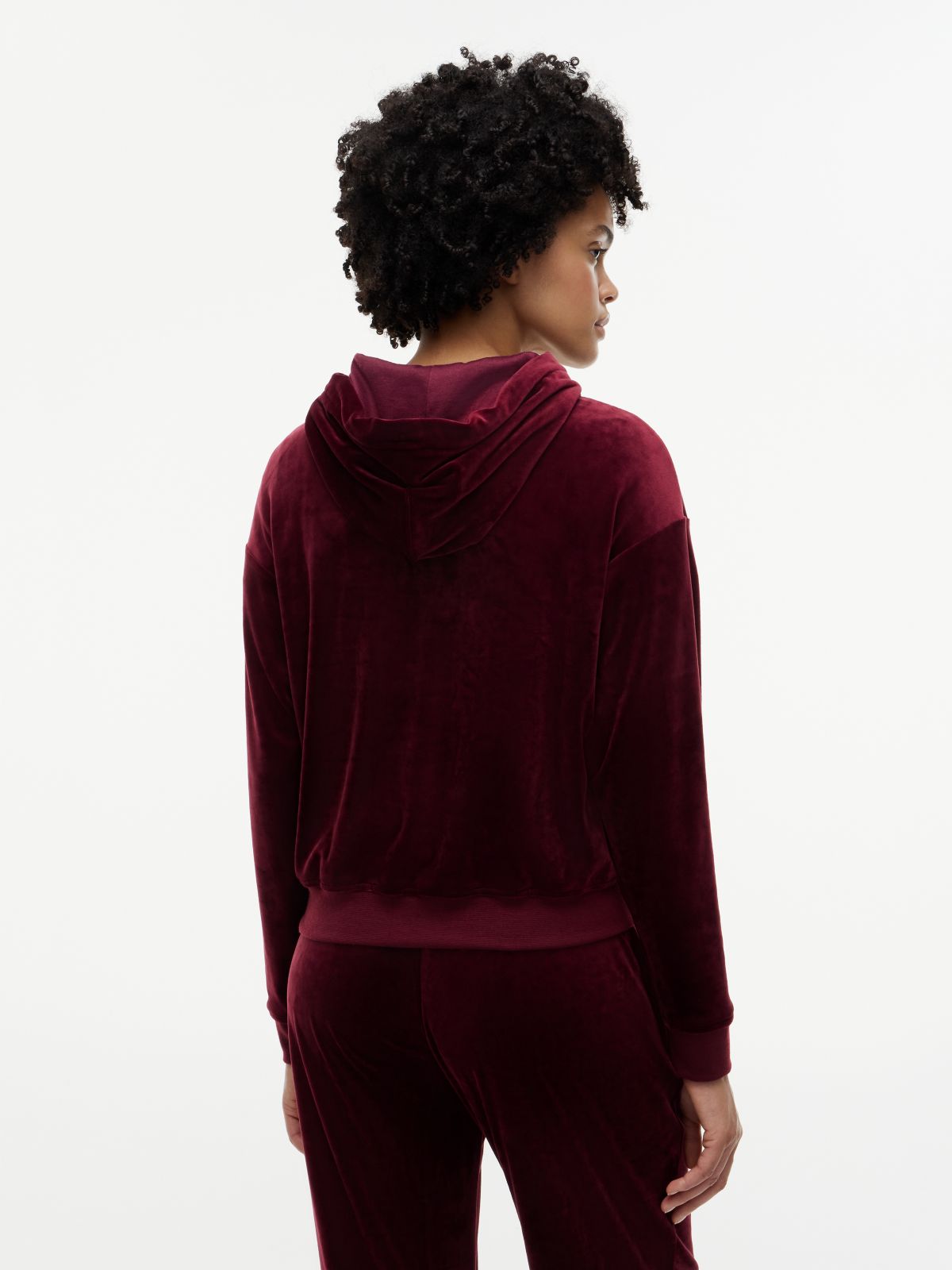 Essential Velour Relaxed Zip-Thru Lounge Hoody — Purple