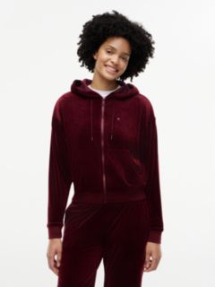 Essential Velour Relaxed Zip-Thru Lounge Hoody — Purple 1