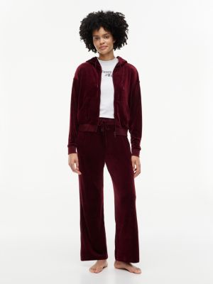 purple essential lounge-jogginghose aus velours für damen - tommy hilfiger