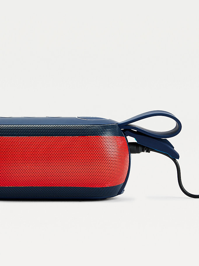 blue colour-blocked water resistant wireless speaker for unisex tommy hilfiger